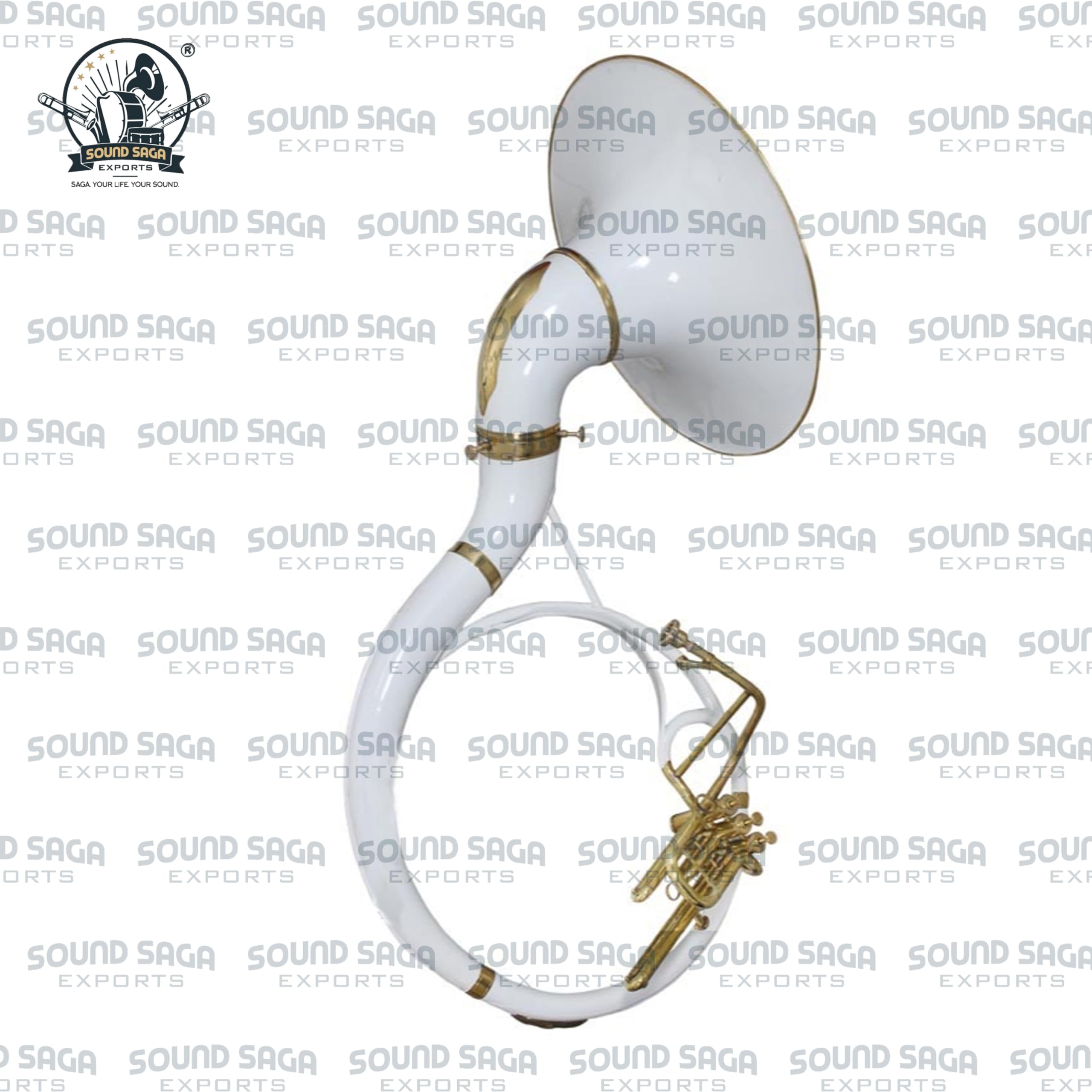BBb 56 cm suzafon instrument mosiężny, mosiężna tuba z ustnikiem i torbą na koncert dla orkiestry marszowej, zespołu szkolnego, początkujących, studentów i średnio zaawansowanych muzyków (biała)