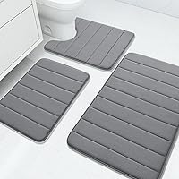 Vista 35 de Buganda - Juego de 3 alfombras de baño con espuma viscoelástica gruesa y suave, absorbentes, antideslizantes, lavables, distintos tamaños