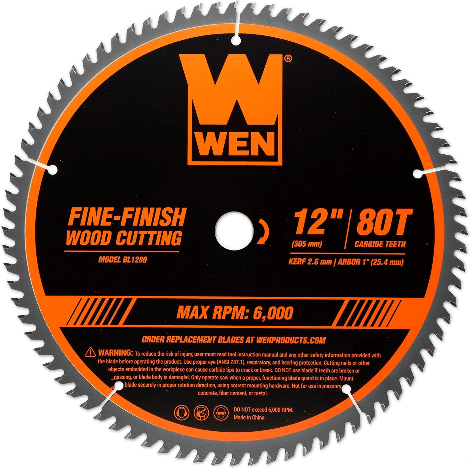 WEN BL1280 12-in 80-Tooth Fine-Finish Professional Woodworking Saw Blade for Miter Saws and Table Saws & BL1248 12-in 48-Tooth Carbide-Tipped Professional Woodworking Saw Blade