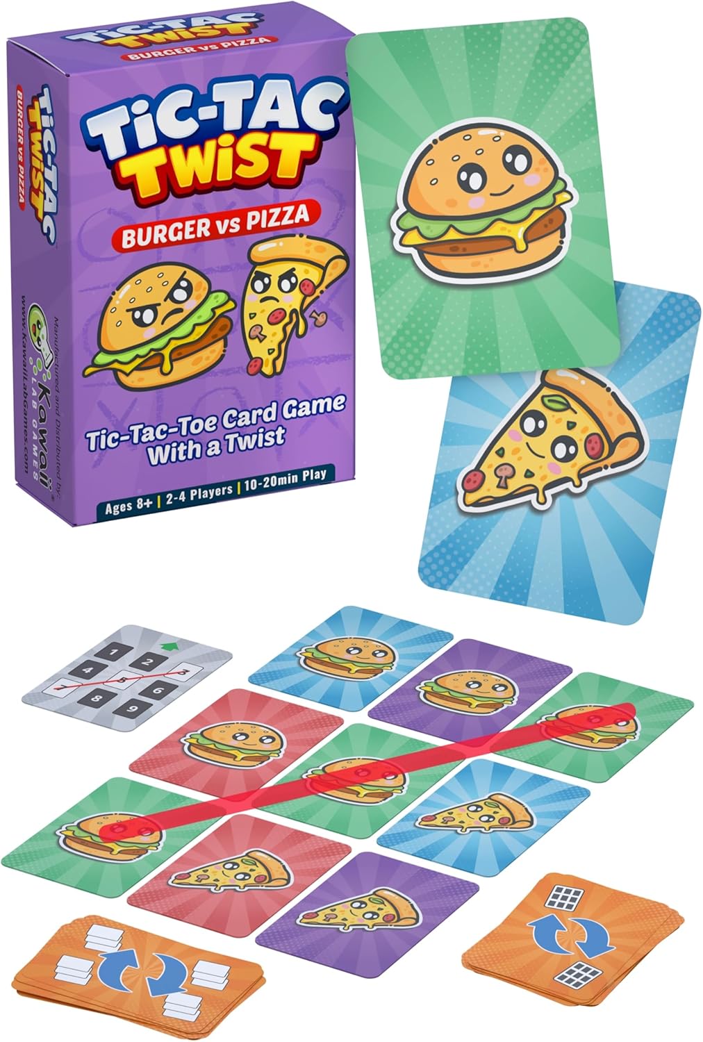 KAWAII LAB GAMES 3-Game Bundle: Carrot Boom + Screaming Billy + Tic-Tac Twist Burger vs Pizza, Easy-to-Learn Family Card Game Bundle for Game Night, 2–4 Players, Ages 8+, 10–20 Min