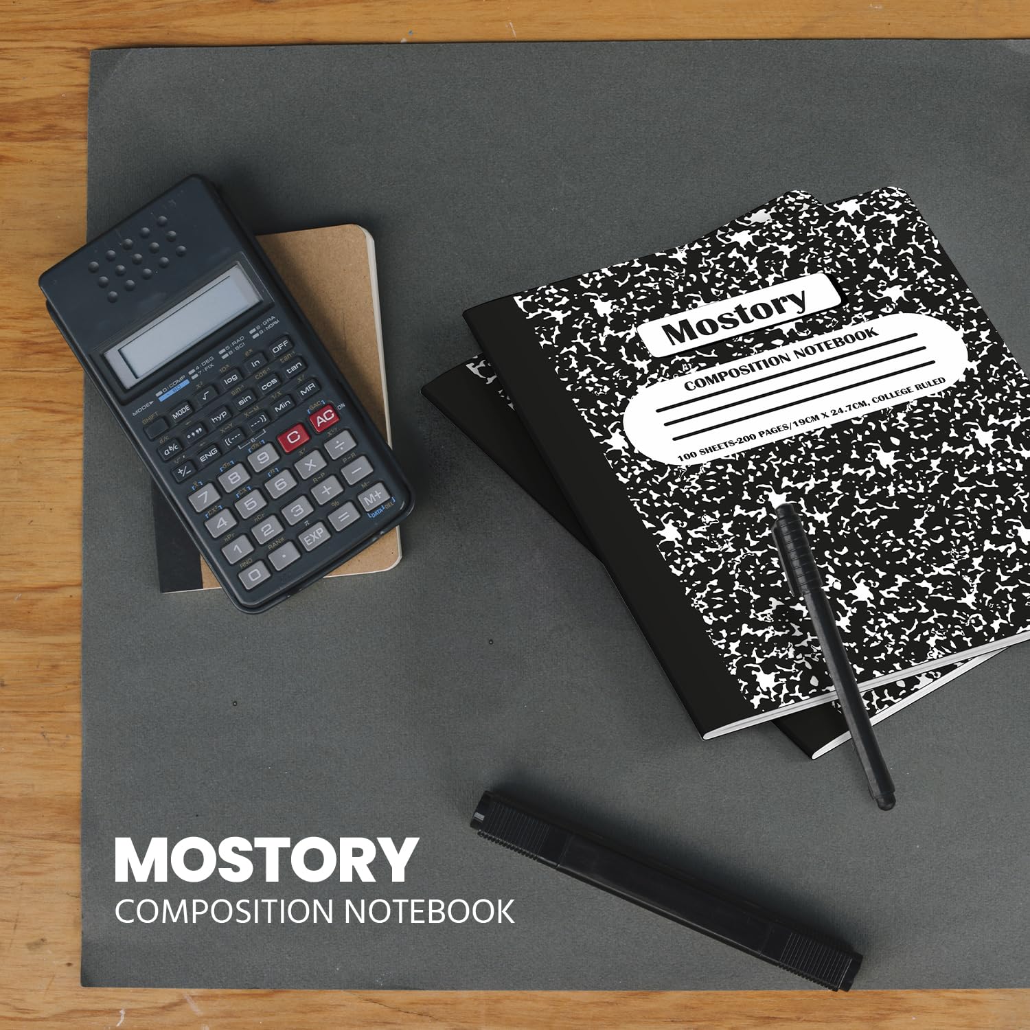 MOSTORY Quaderno per composizione scolastica, 200 pagine (100 fogli), dimensioni 19,1 x 24,8 cm, materiale scolastico, ufficio, blocchi per scuola, quaderni per la scuola, quaderni con carta a righe