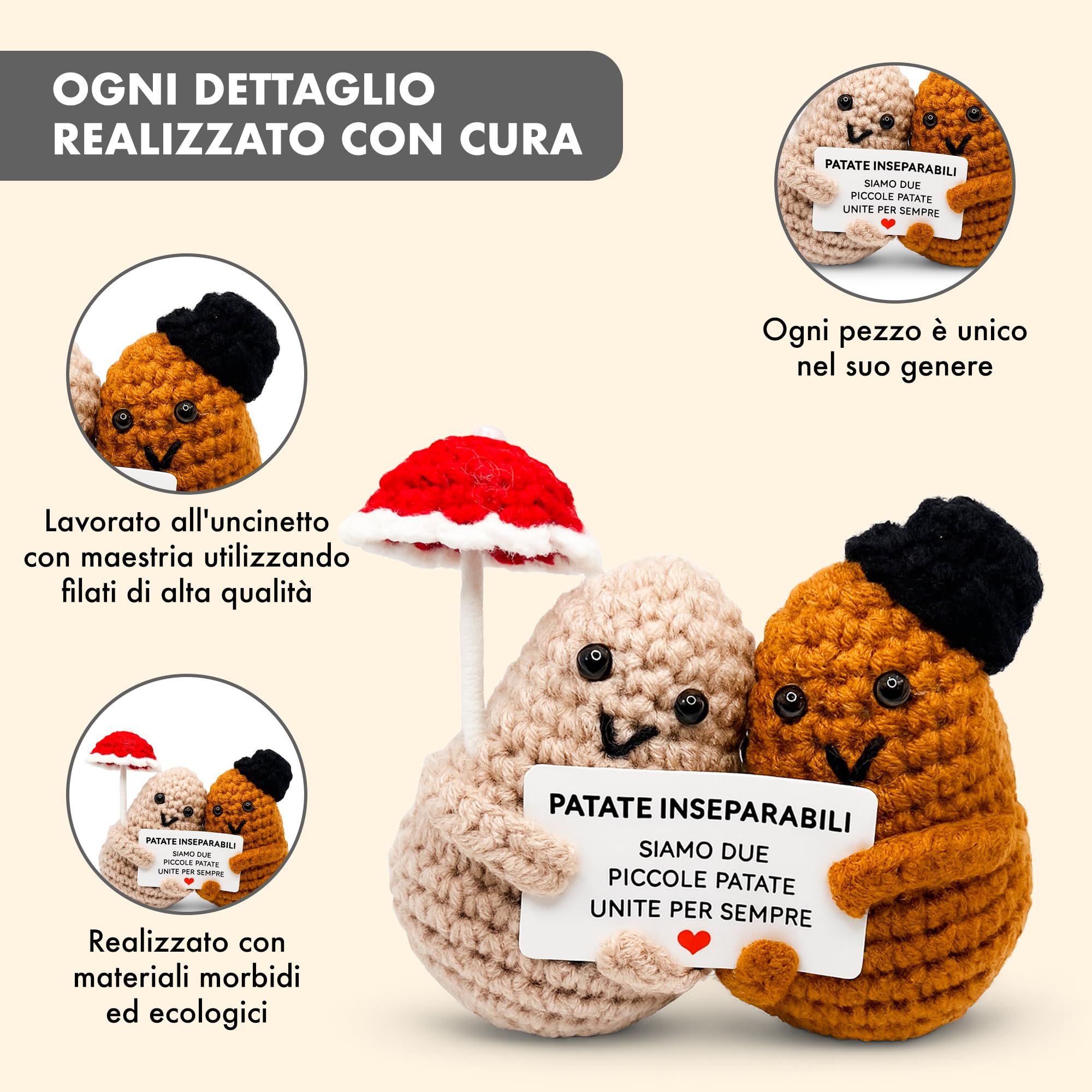 BigDaddy Patate Inseparabili - Peluche Patate Innamorate Unite per Sempre - Regali Coppia Originali - Perfetto per San Valentino, Anniversario Fidanzamento, Regalo Fidanzato e Fidanzata