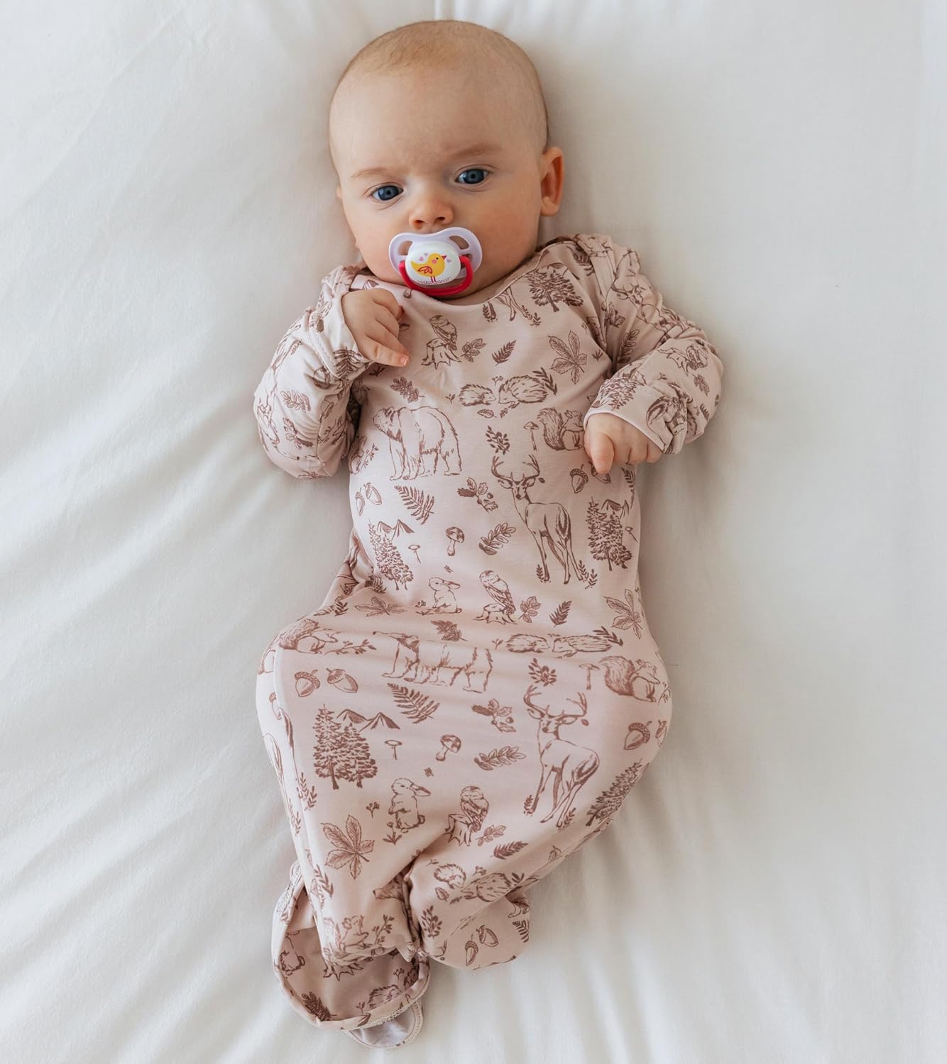 Sorrel + Fern Baby Gown – Super Soft Knotted Gown with Bottom Tie and Hand Mittens – For Baby Boys and Girls, Infant, Newborn - Image 5