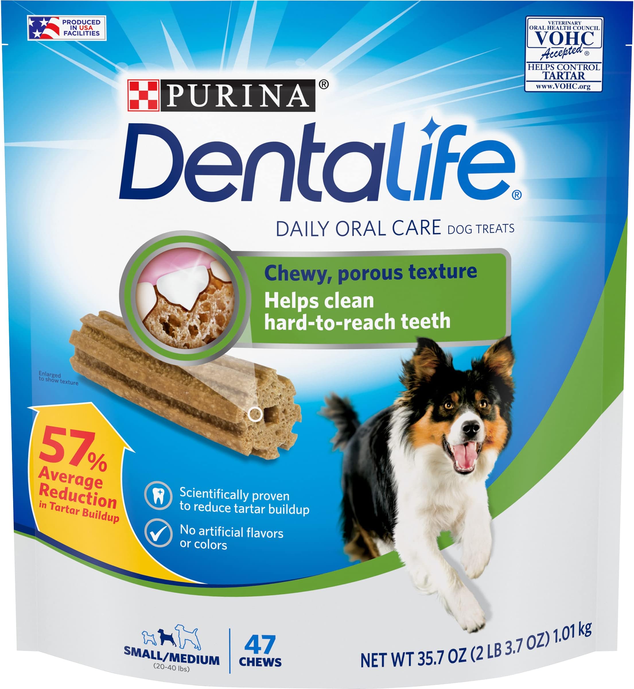 DentaLife Made in USA Facilities Small/Medium Dog Dental Chews, Daily - 47 Treats