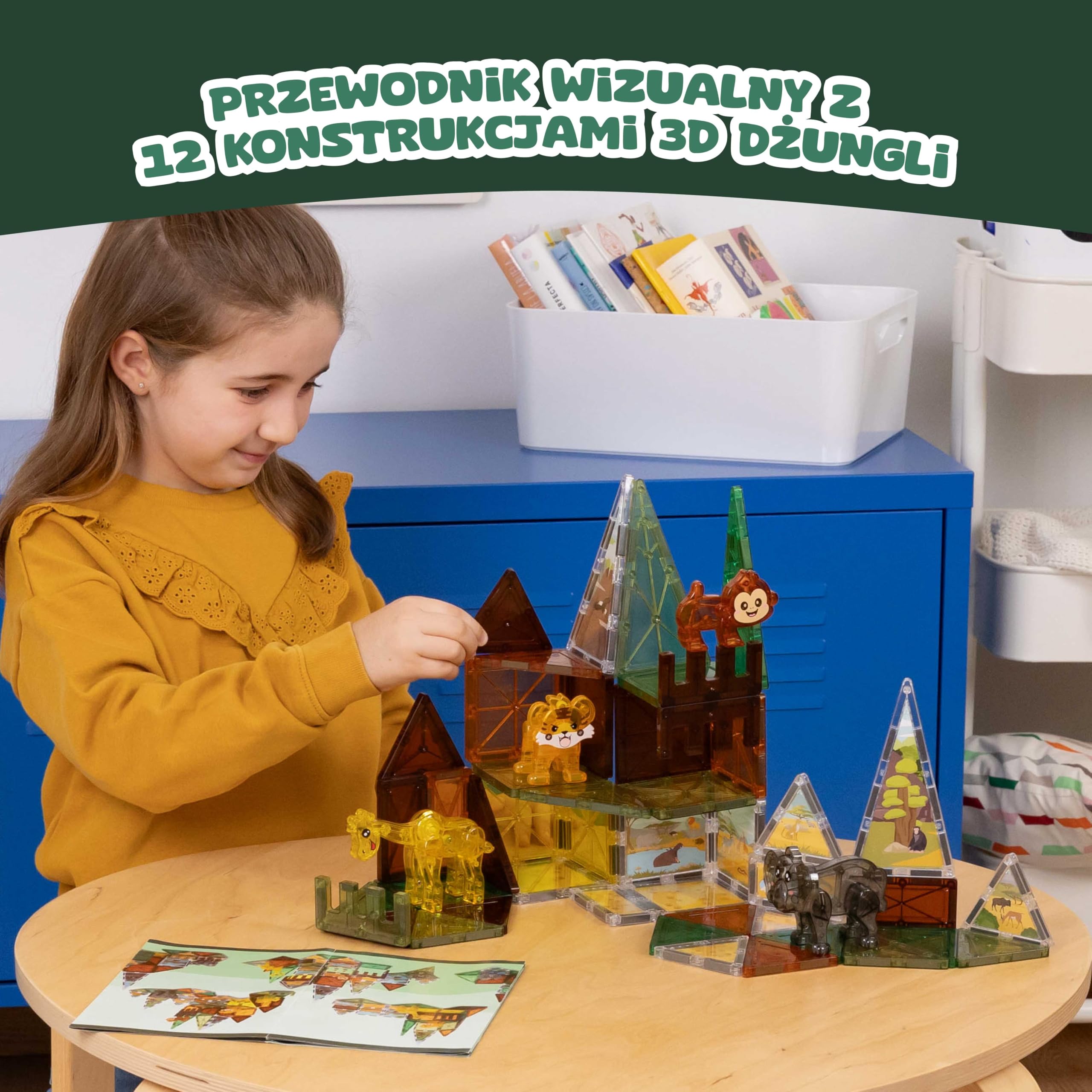 BONNYCO Magnetyczne Klocki dla Dzieci ze Zwierzętami 50 SZT. Zabawki Edukacyjne 2D 3D