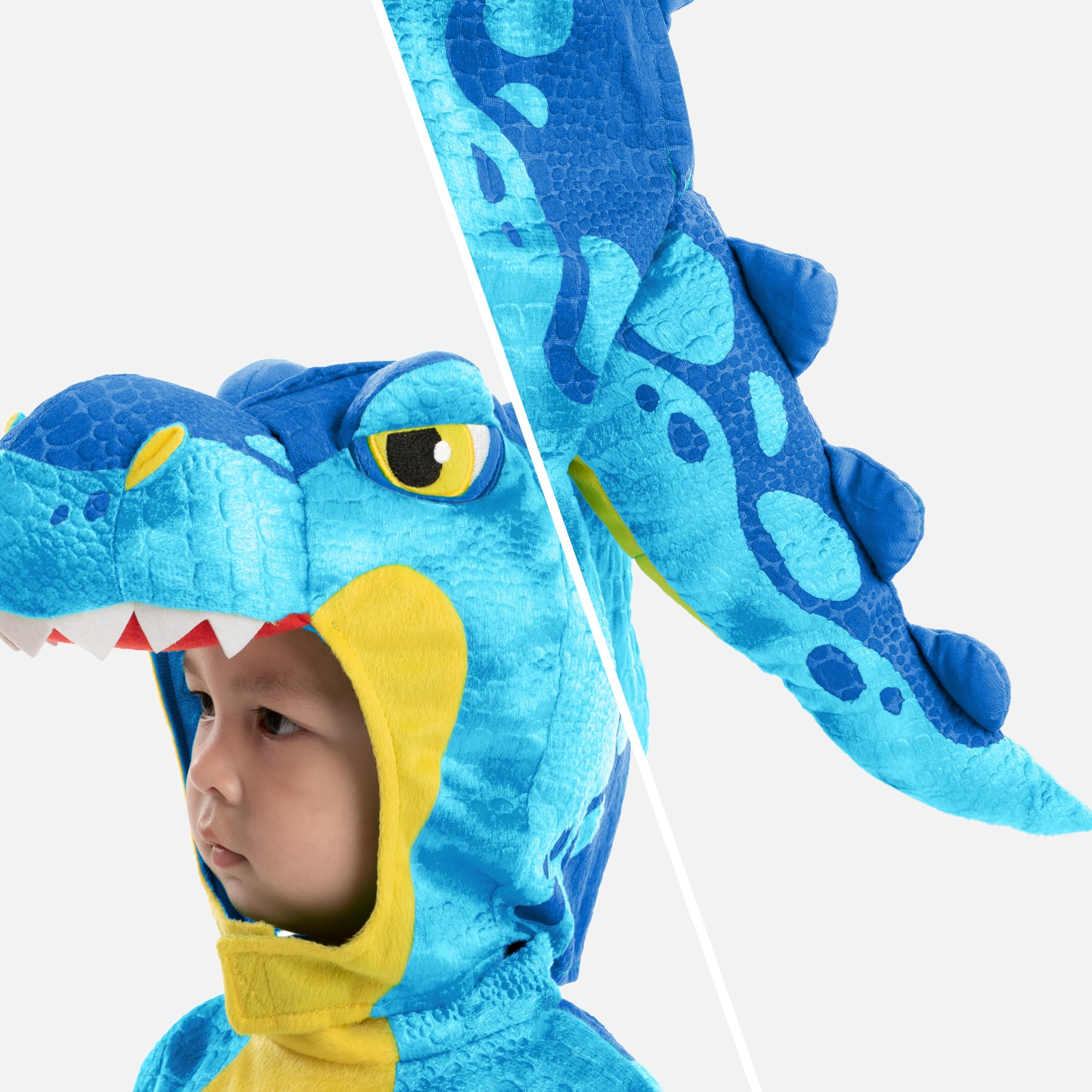 Spooktacular Creations Blauwe T-Rex Kostuum, Dinosaurus jumpsuit Jumpsuit voor Peuter en Kind Halloween Verkleedfeest