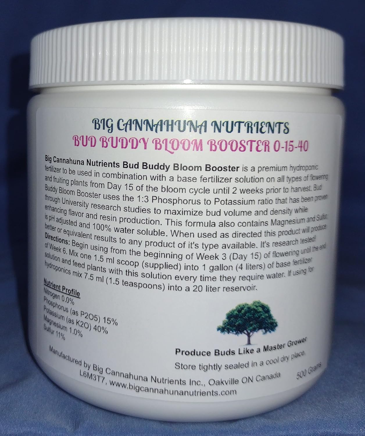 Big Cannahuna Nutrients Bud Buddy Bloom Booster (500, Grams)