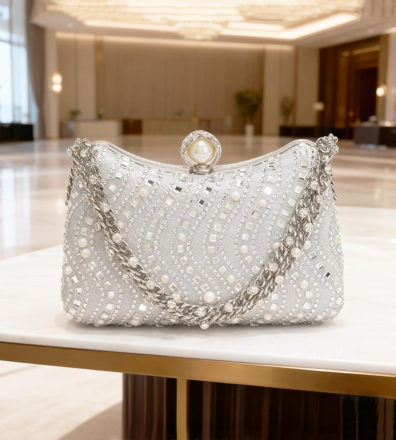 Evening Bag Clutch Purses for Women Rhinestones Purse Sparkling Party Shoulder Handbag Wedding Bag with Chain - Image 3