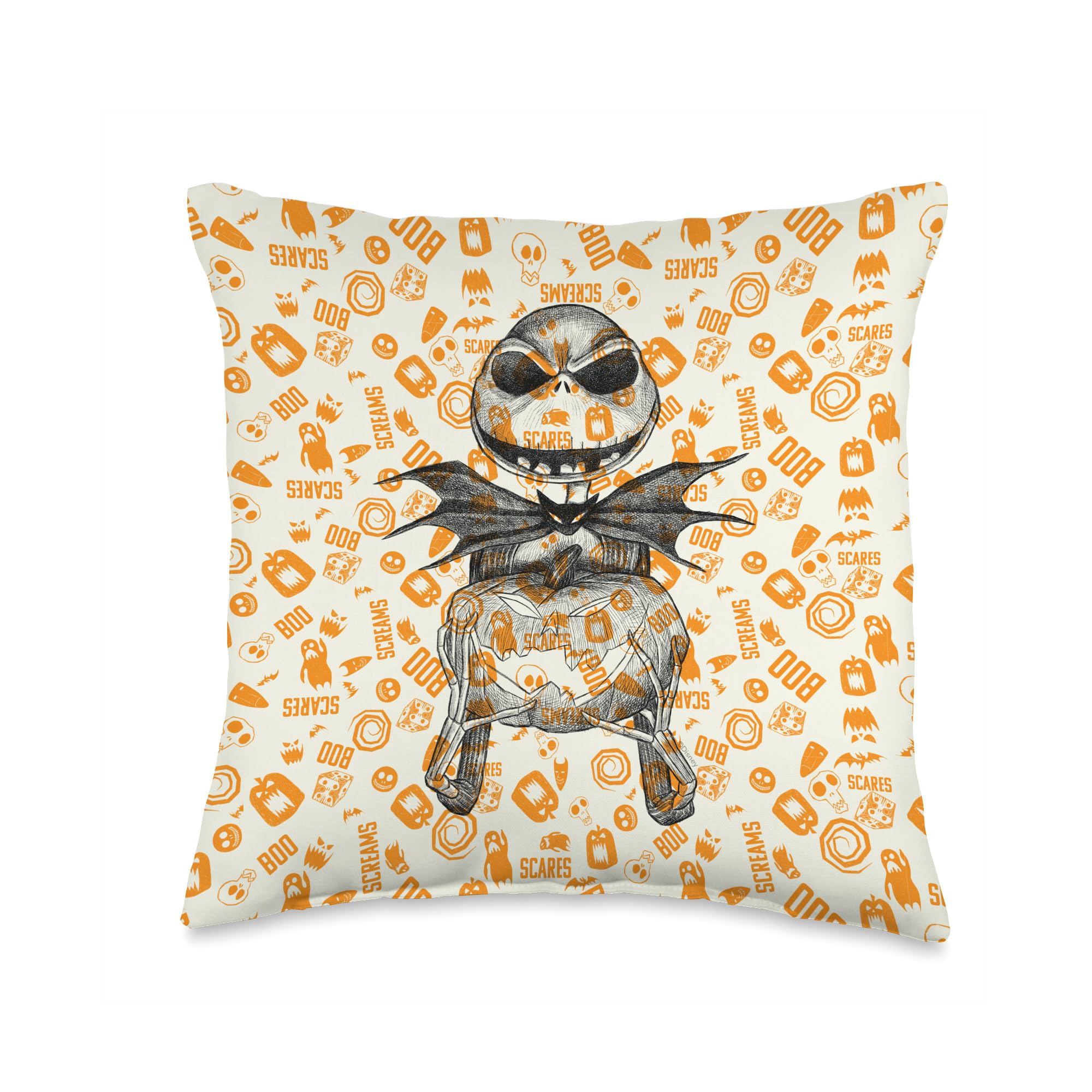 Coussin Halloween Disney de Jack Skellington pour canapé multicolore 16x16