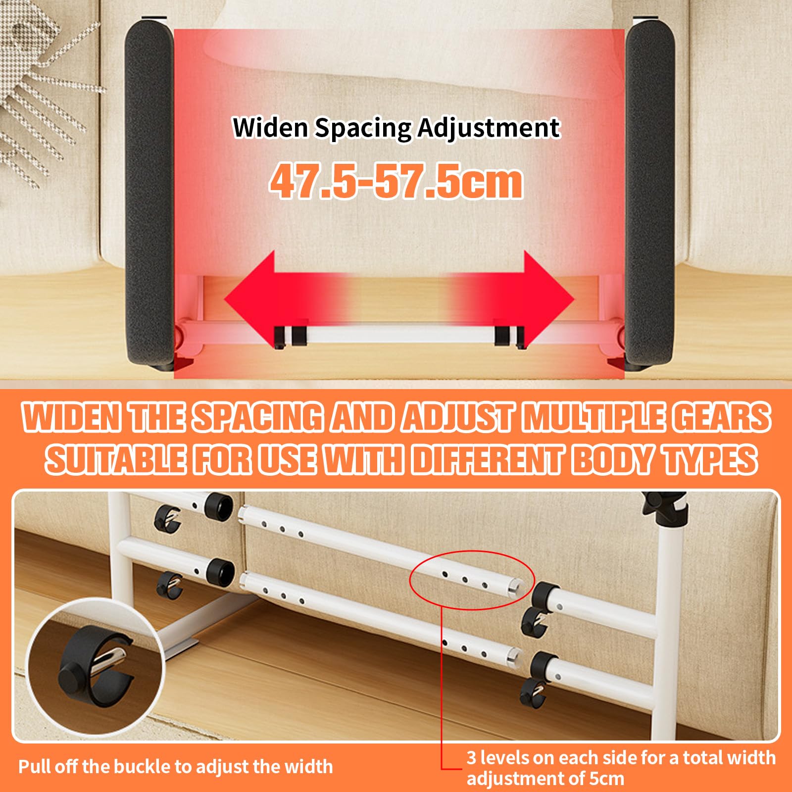Sofa Aufstehhilfe für Senioren, Couch Lift Assist mit 6-Fach Höhenverstellung (69,5-82 cm) & Breitenverstellung mit Anti-Rutsch-Füßen, für Senioren, Patienten und Mobilitätseingeschränkte