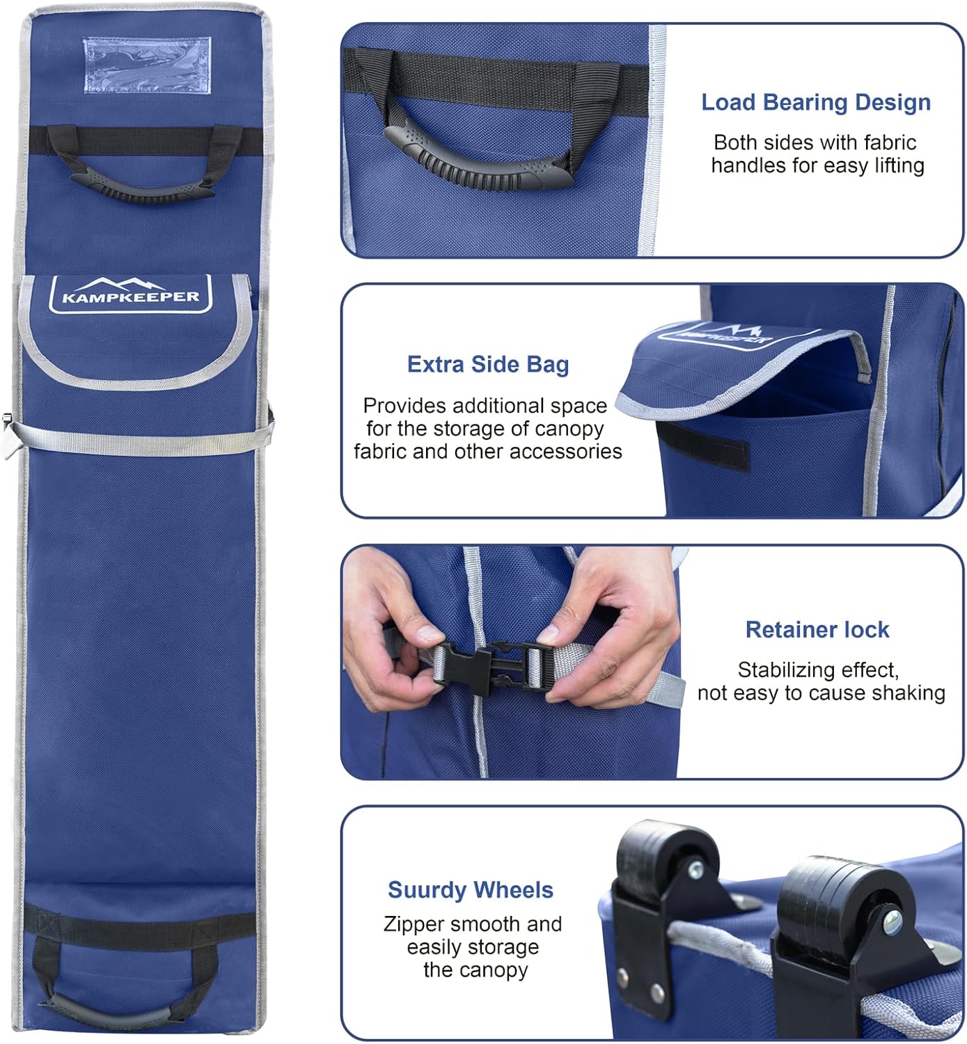 KAMPKEEPER Canopy Bag Replacement,62inch Wheeled Tent Storage Bags for 10x10 Pop Up Shelters and Canopy Tents, 1680D Waterproof Oxford Fabric Replacement Parts