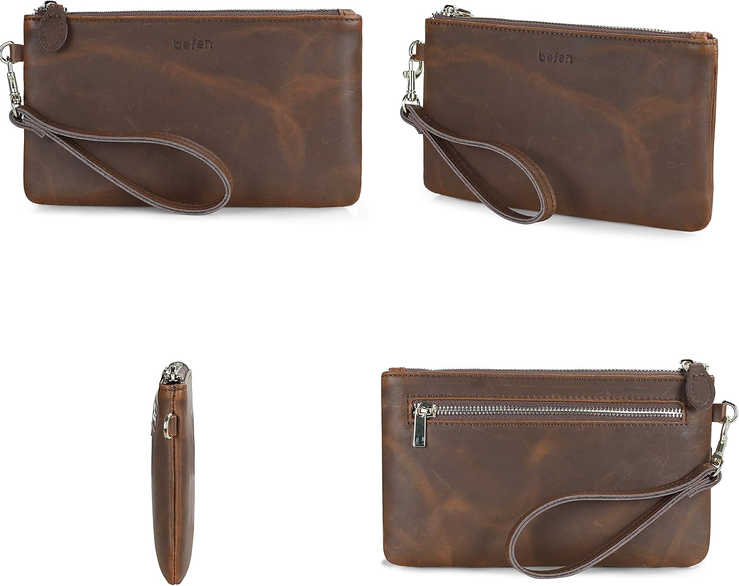 befen Genuine Leather Wristlet Clutch RFID Blocking Bag Cell Phone Wallet Purse Wristlet Wallet Purses and Handbags for Women - Image 6