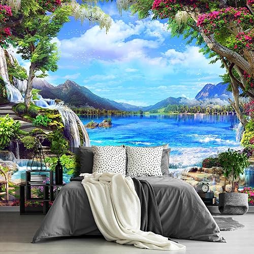 Miniatura 8 de Fightal - Papel tapiz espacial 3D para dormitorio, murales de pared extra grandes para sala de estar, 151 x 105 pulgadas (no se puede despegar ni