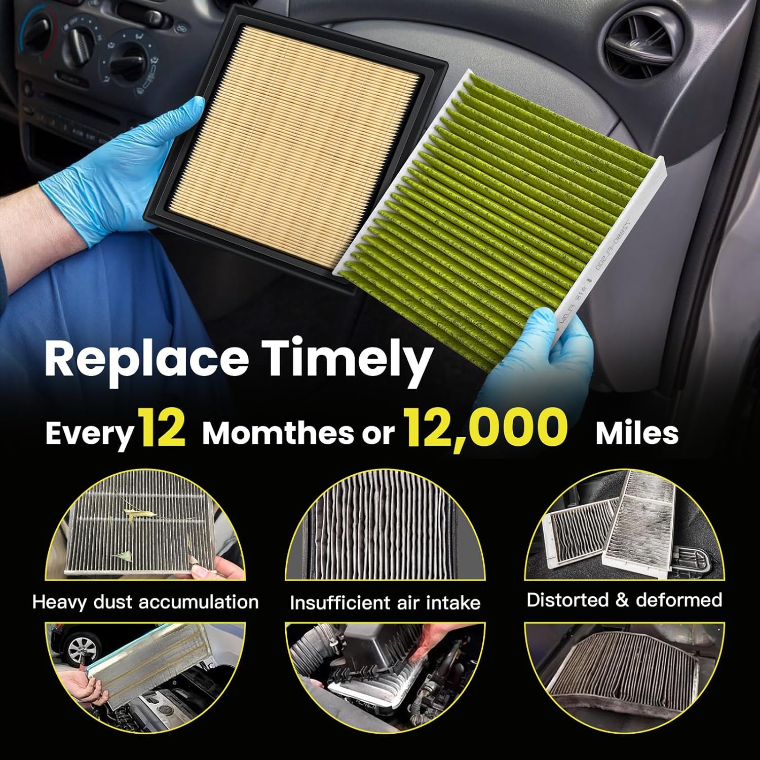 Cabin & Engine Air Filter Combo Set Fit for Subaru Ascent (19-25); for Legacy (20-25); for Outback(20-25); for Crosstrek (18-25); for Impreza(17-25). Replace JX6Z9601A JX6Z19N619B