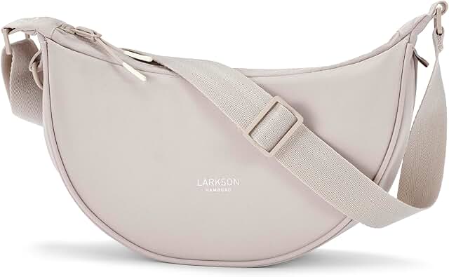 LARKSON Bolso Bandolera Mujer Beige - Solveig Small - Bolso Riñonera de Media Luna - Bolsa de Ocio de Moda para Viajes, Tr...