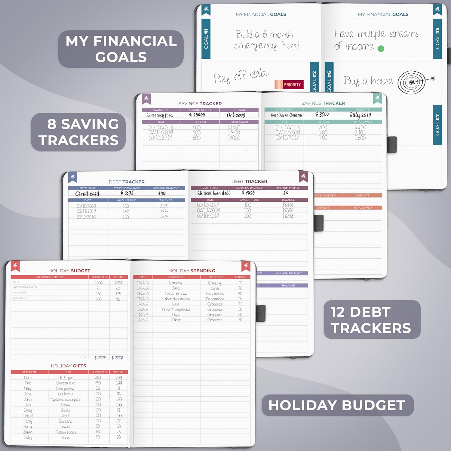 Clever Fox Budget Planner Premium Edition – Expense Tracker Notebook + 5 Cash Envelopes, Budget Planner Organizer; Budget Book & Journal to Control Your Money, Undated; A5 Hardcover – Mystic Gray