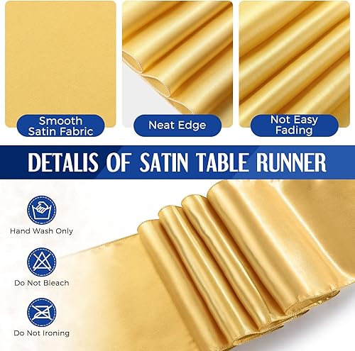 Miniatura 10 de Tudomro Mantel desechable de plástico de 54 x 108 pulgadas con camino de mesa de satén de 12 x 108 pulgadas para decoración de bodas, graduaciones,