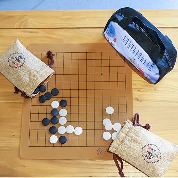 ポータブルゴーゲームセット 169ピース シングルコンベックス ファインセラミックストーン 169 折りたたみ式リバーシブル9x9 / 13x13ボードとキャリー収納バッグ付き 2人用ボードゲーム