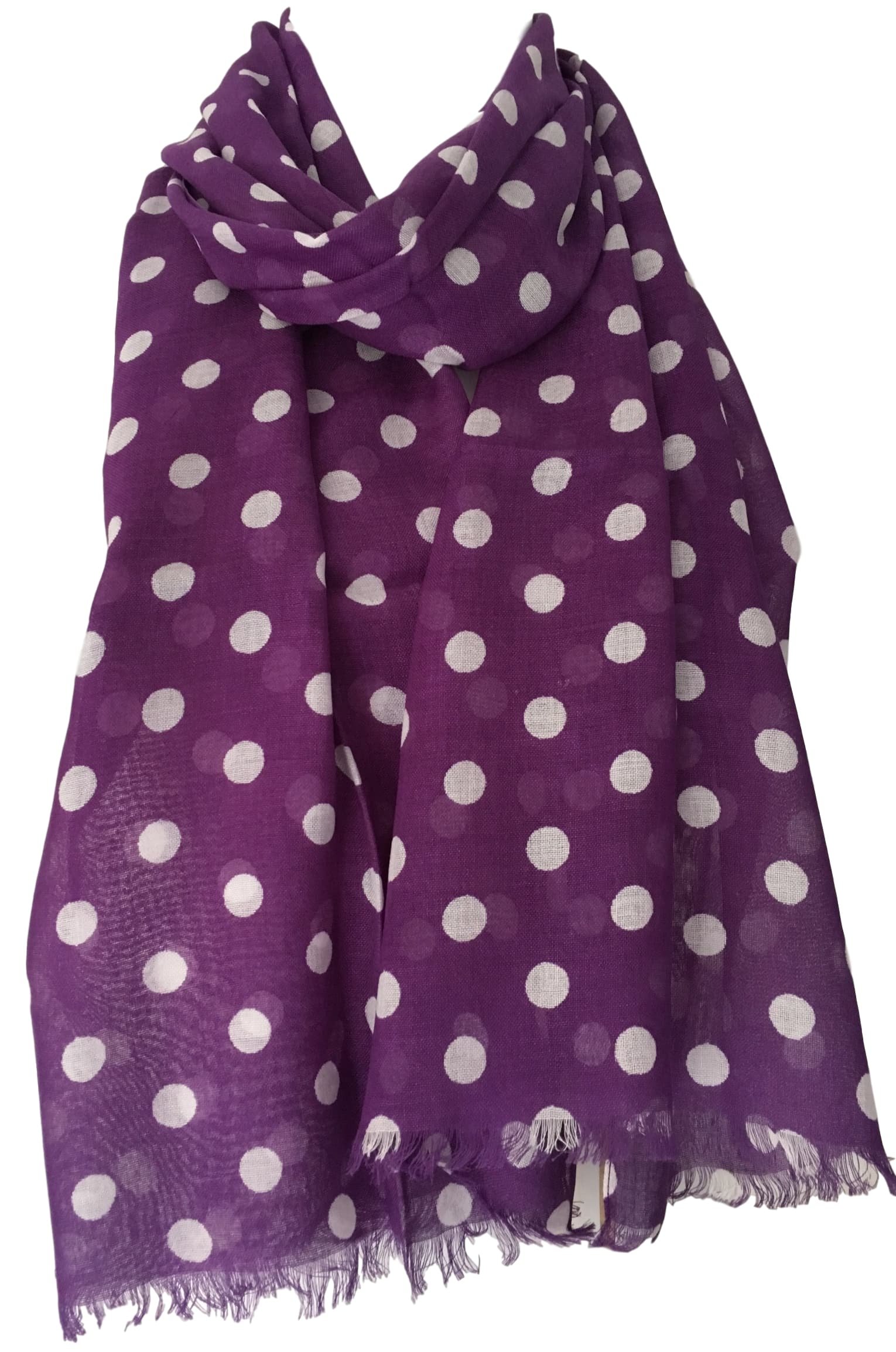 Purple Possum Women's Purple, Violet, White Purple Possum® Polka Dot Scarf Spotted Wrap Cotton Blend Spotty Fair Trade Shawl