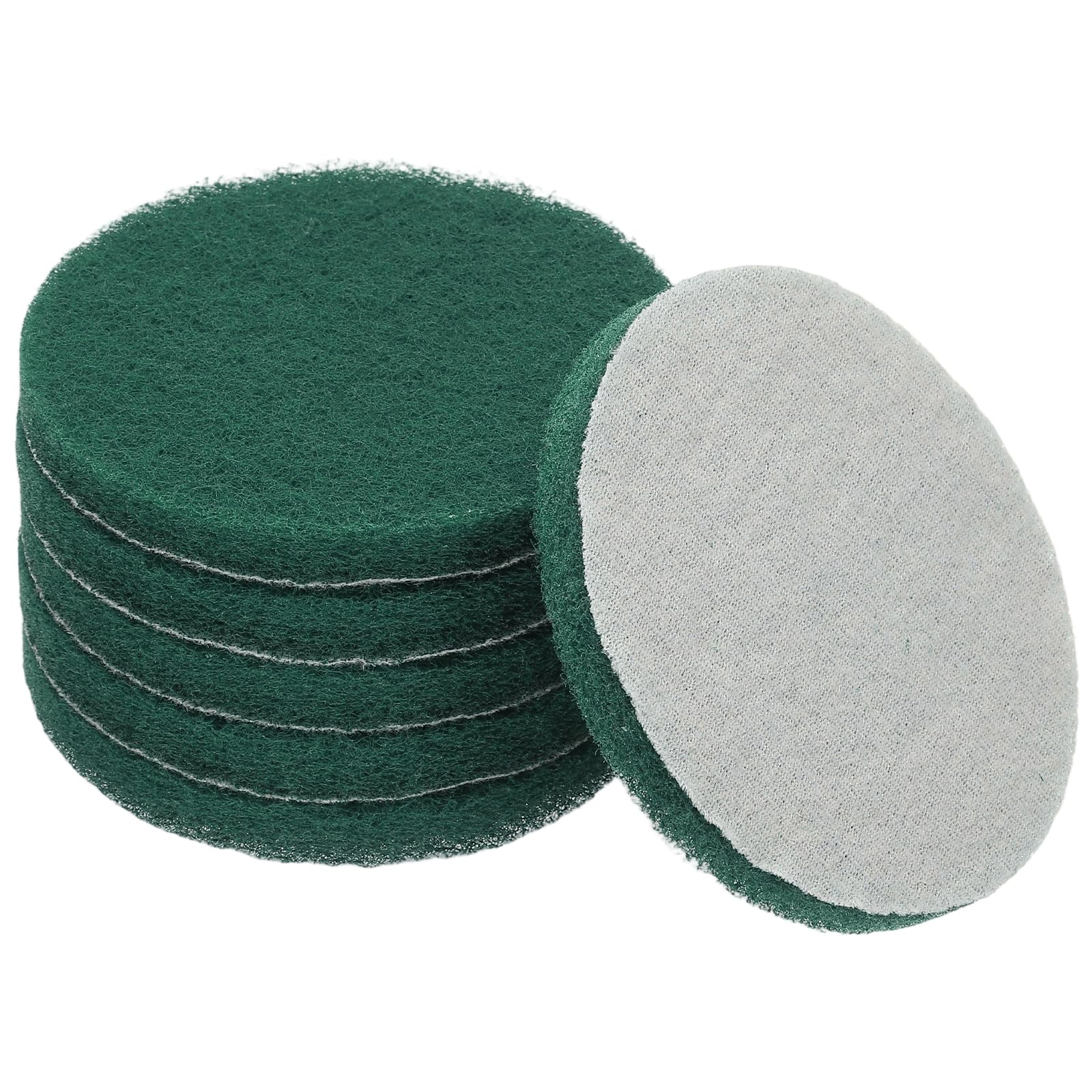 YELARXI Power Scrub Pads, Scrubbing Pads 400 Grits Scouring Discs - Fitting for (Home Kitchen Cleaning - Drill Attachment - Scrubber Replacement) 6 Pcs & 5 Inch & Dark Green