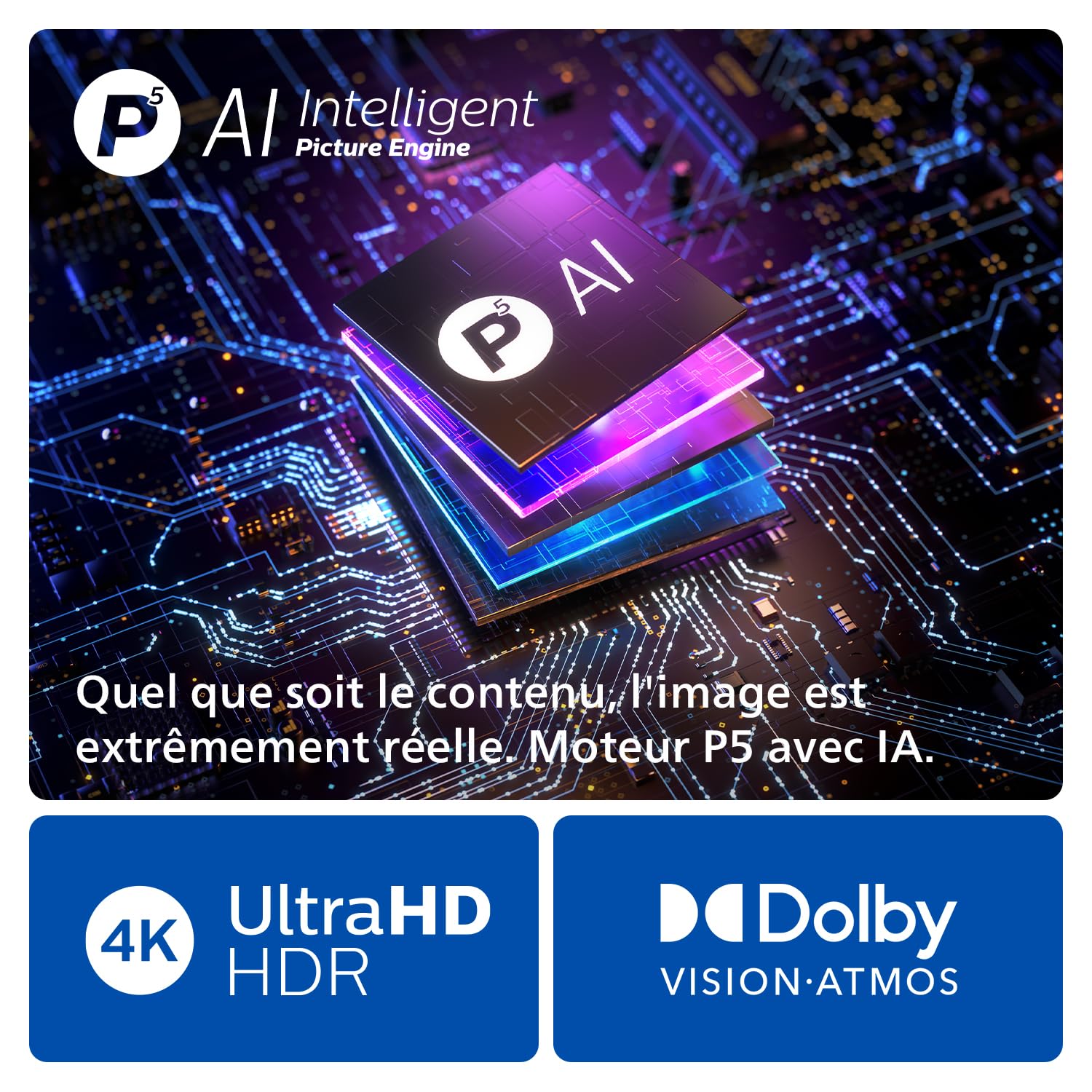 Philips Ambilight 55OLED759 Smart TV OLED 4K - Écran 55 Pouces, Plate-Forme P5 AI Perfect Picture Ultra HD, Titan OS, Dolby Vision et Son Dolby Atmos, Fonctionne avec Alexa et Google Assistant