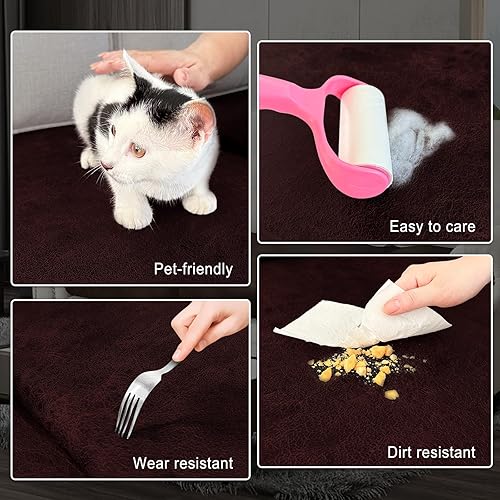 Miniatura 5 de Fundas de cojín de sofá con aspecto de cuero, juego de fundas de asiento de sofá, protector de muebles para sillón seccional, sofá biplaza para