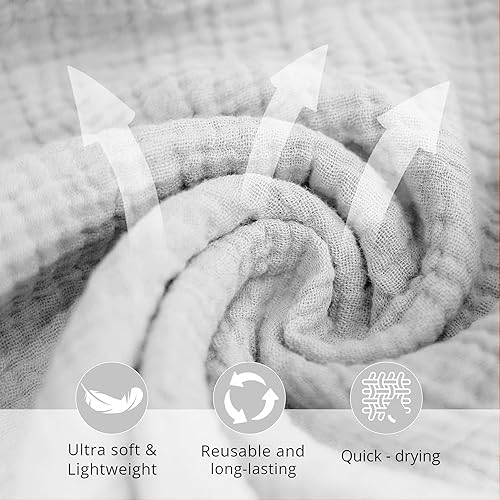 Miniatura 6 de Konssy Paquete de 6 paños de lavado suave para lavar la cara, toallas faciales de algodón para pieles sensibles, removedor de maquillaje facial,