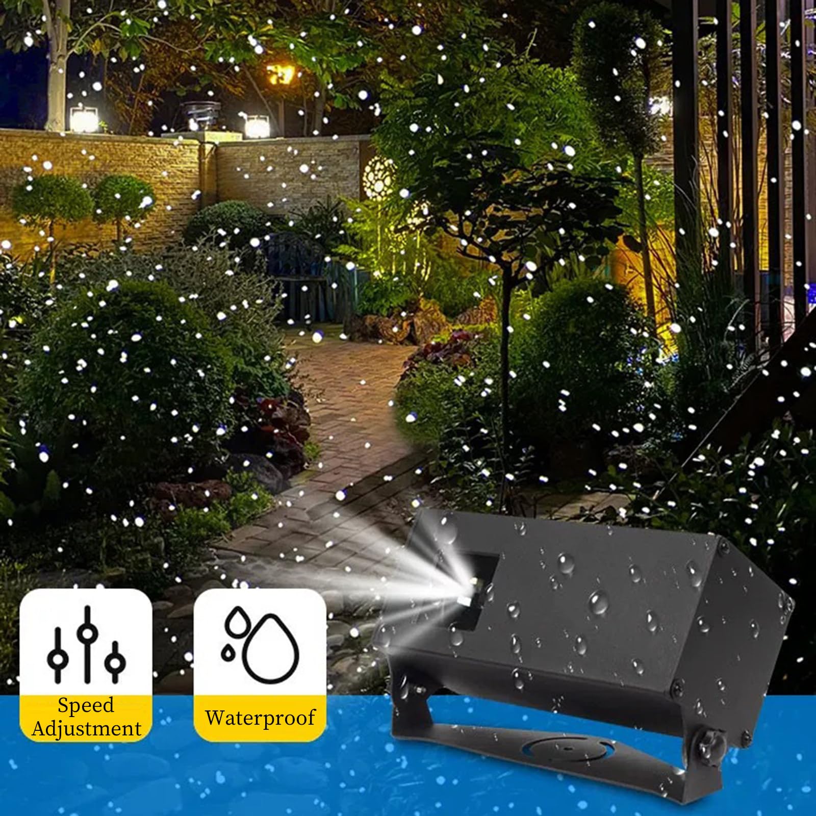 Proiettore Natalizio con Stelle da Giardino, Luci di Natale A Stelle Mobili A LED, Impermeabile Ip65, Faretto da Giardino, per Decorazioni Natalizie, Festival, Feste e Halloween 15W-White