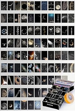 GUGUK Space Themed 90 Piece Wall Poster Set with Special Design Box, Room Decoration GGK-K010
