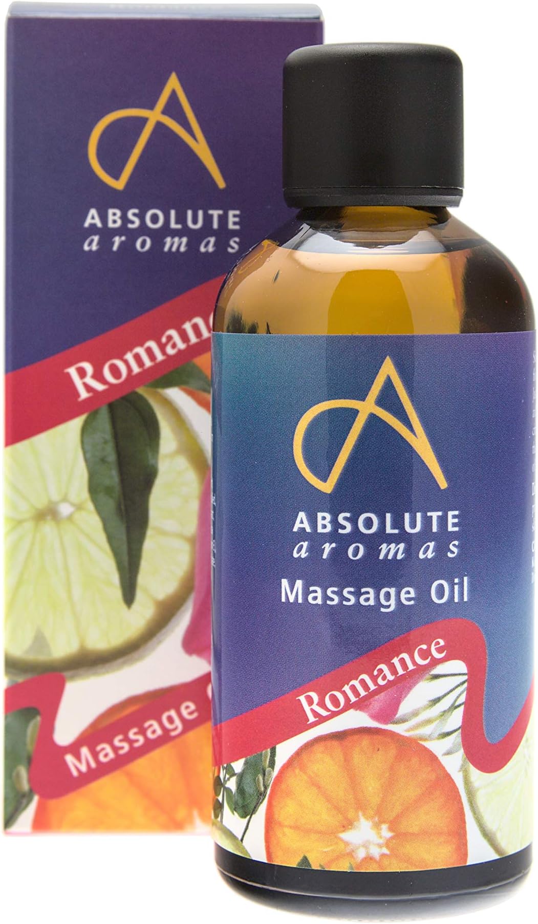 Absolute Aromas Romance Bath & Massage Oil 100ml - Jasmine, Spearmint and Cedarwood Pure Essential Oils in a Jojoba, Sweet Almond & Evening Primrose Base - Sensual Body Oil