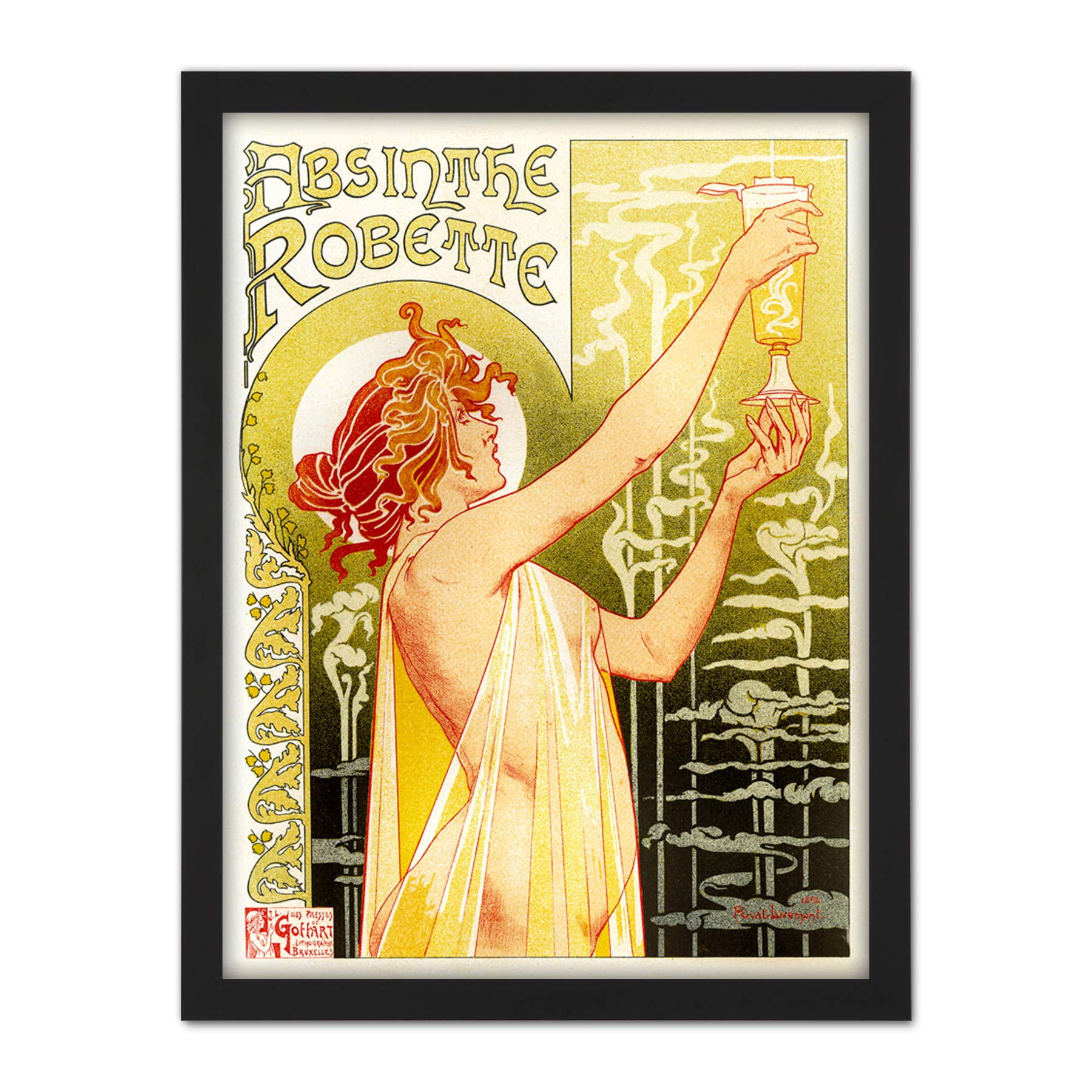 Wee Blue Coo Absinthe Robette Belgium Classic Artwork Framed Wall Art Print 18X24 Inch