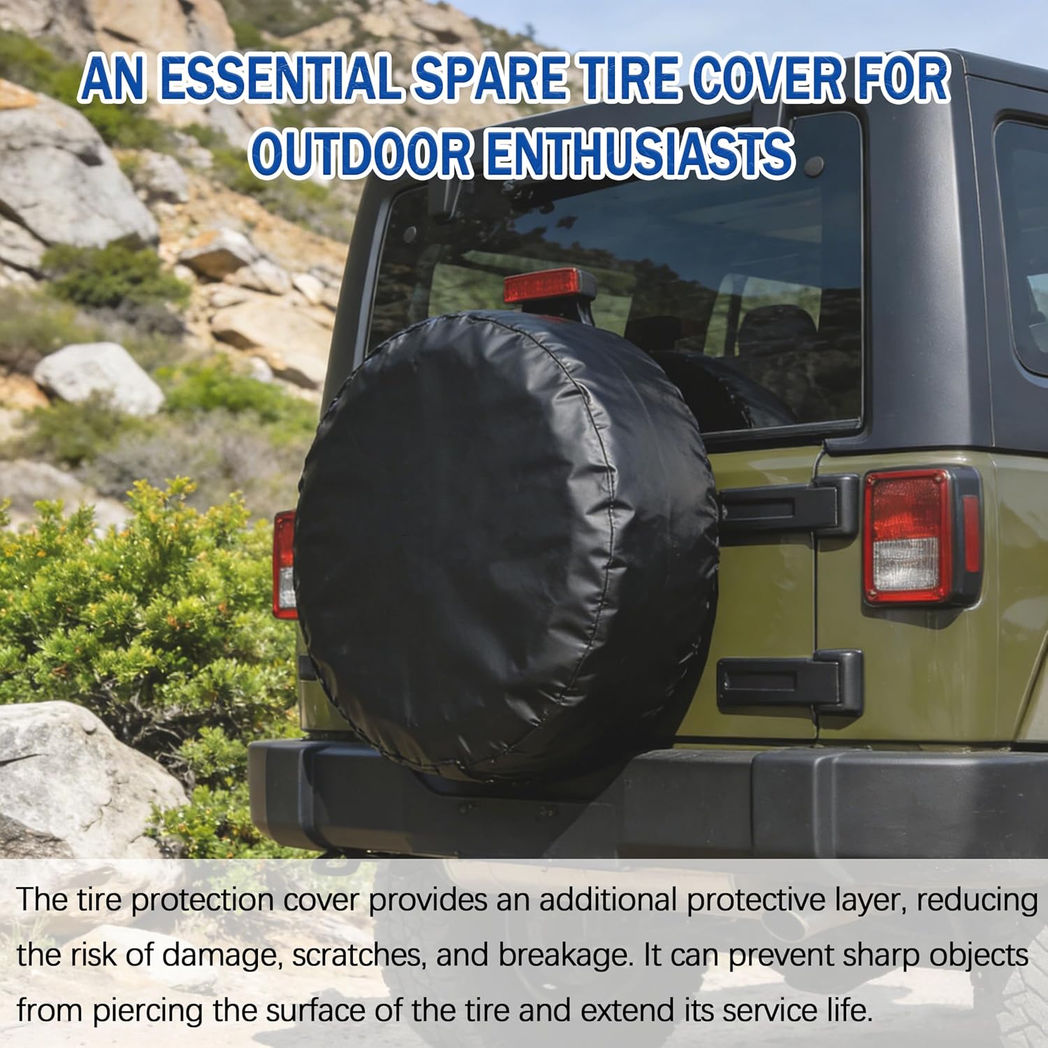 Spare Tire Cover for Jeep Wrangler, PVC Waterproof, 17 Inch(Diameter 31.5"-32.5")