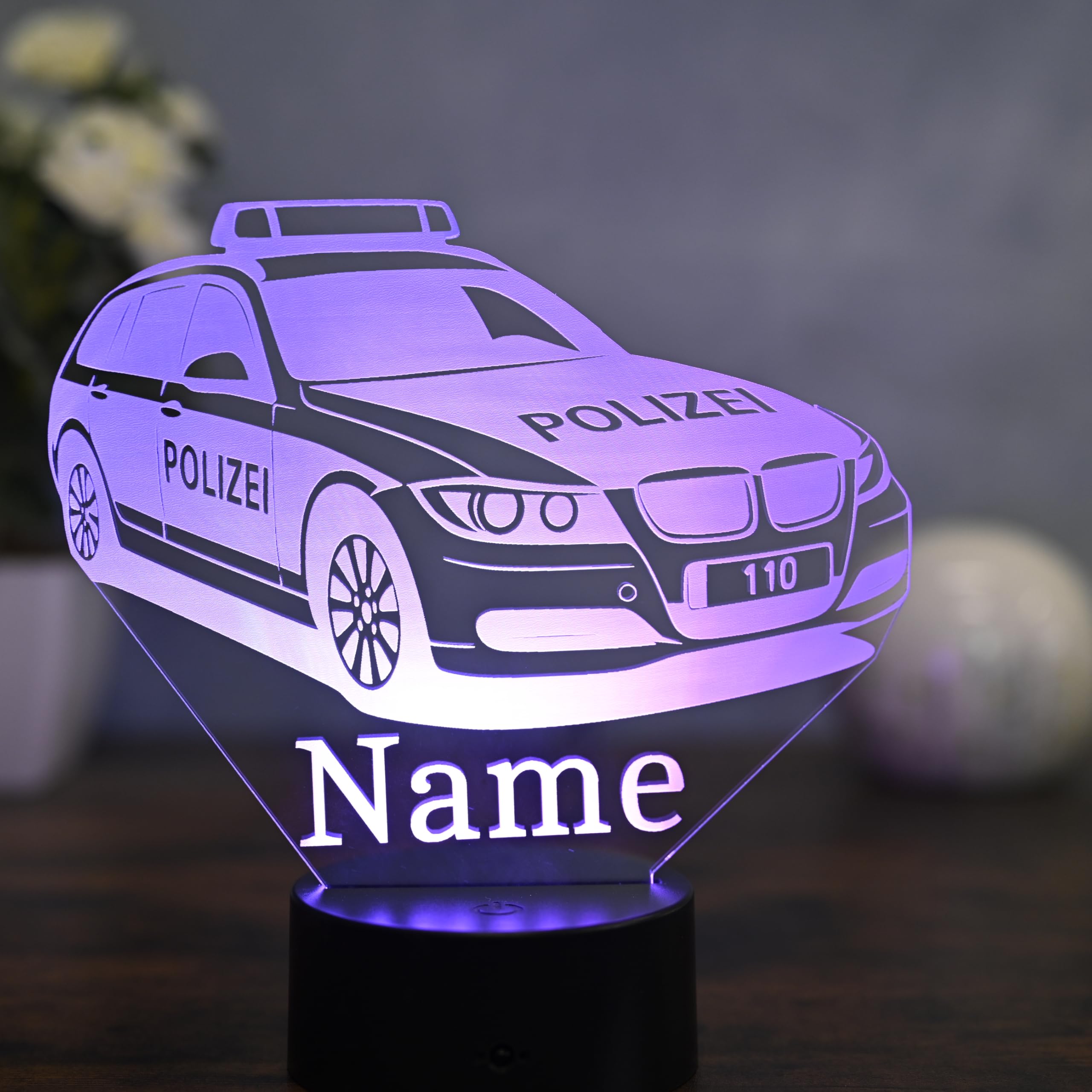 Personalisiertes LED Nachtlicht Polizei Geschenk idee für Polizeifans, dekoration für Polizisten und Polizistinen Sport auto als Polizei auto Polizei Wagen Klassisch
