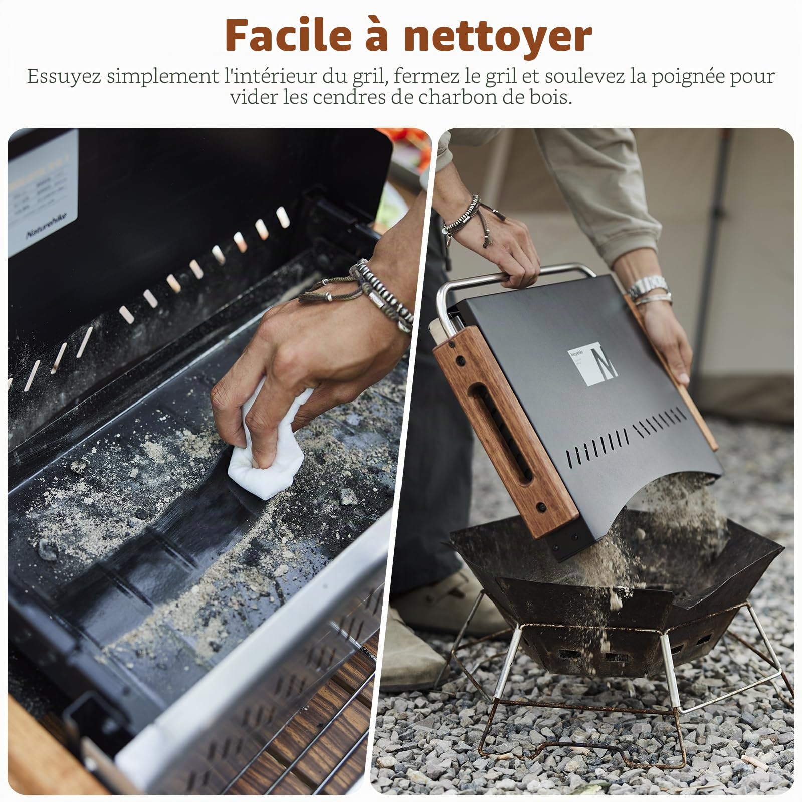 Naturehike Barbecue au Charbon de Bois Pliable 50,2 x 32,8 x 33,5 cm pour Ordinateur Portable - Barbecue de Camping Portable - Plateau de Table - Barbecue de Table pour l'extérieur - Noir