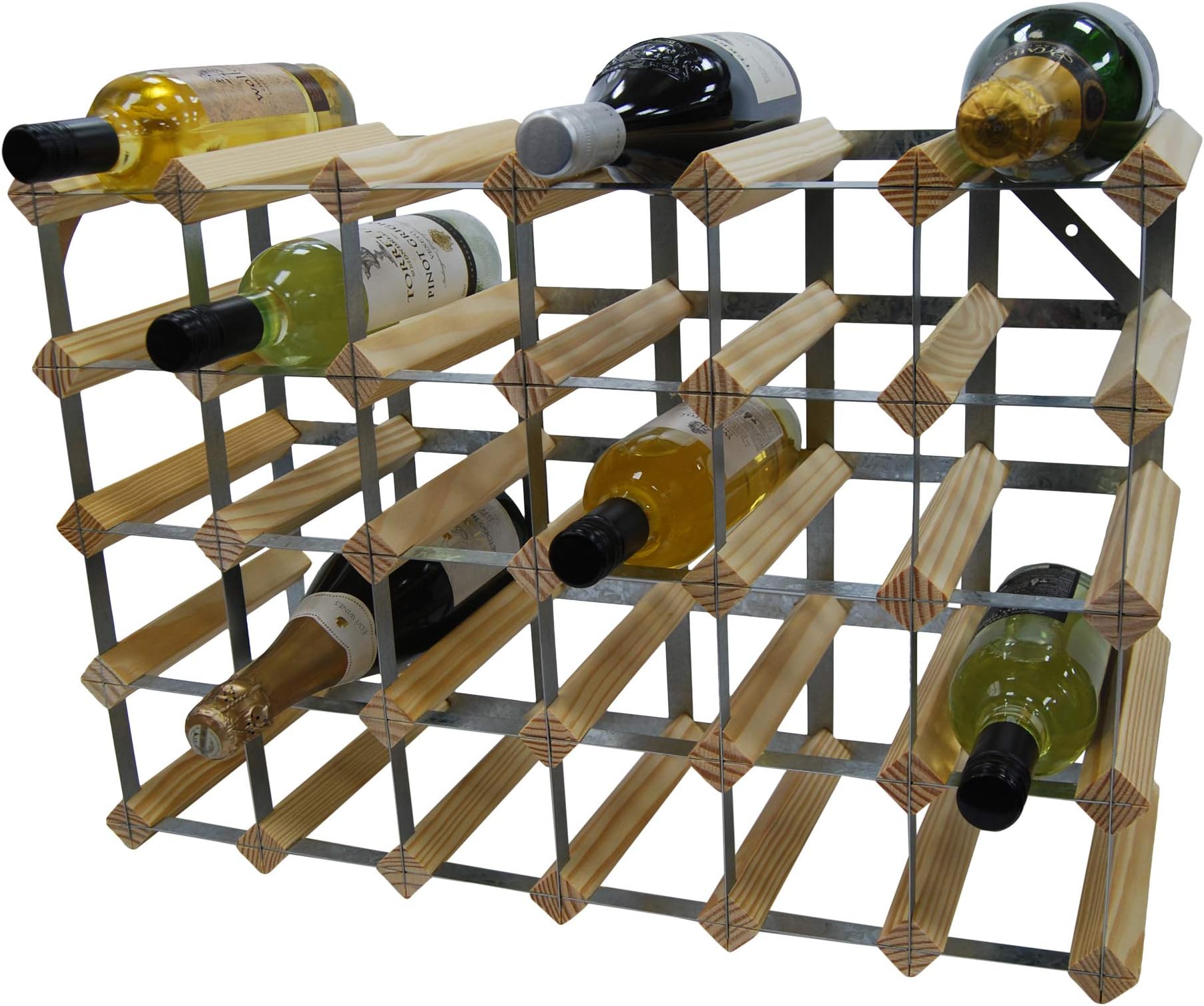 30 Bottle Wine Rack Natural Pine Fully Assembled Made In The UK, FSC Timber