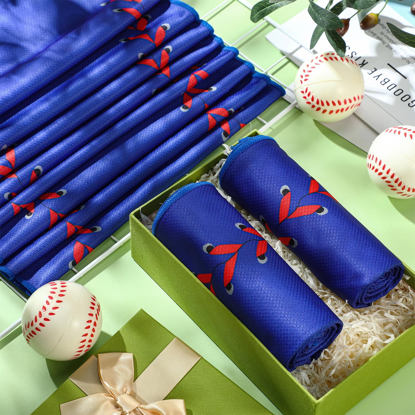 12 asciugamani rinfrescanti per baseball, calcio, basket, traspiranti, per softball, calcio, ghiaccio, 101,6 x 30,5 cm, asciugamano in microfibra per allenatore (blu, softball)