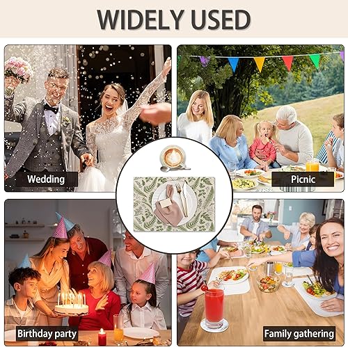 Miniatura 7 de Juego de 6 manteles individuales con diseño de helechos tropicales, con hojas florales botánicas, antideslizantes, resistentes al calor, lavables,