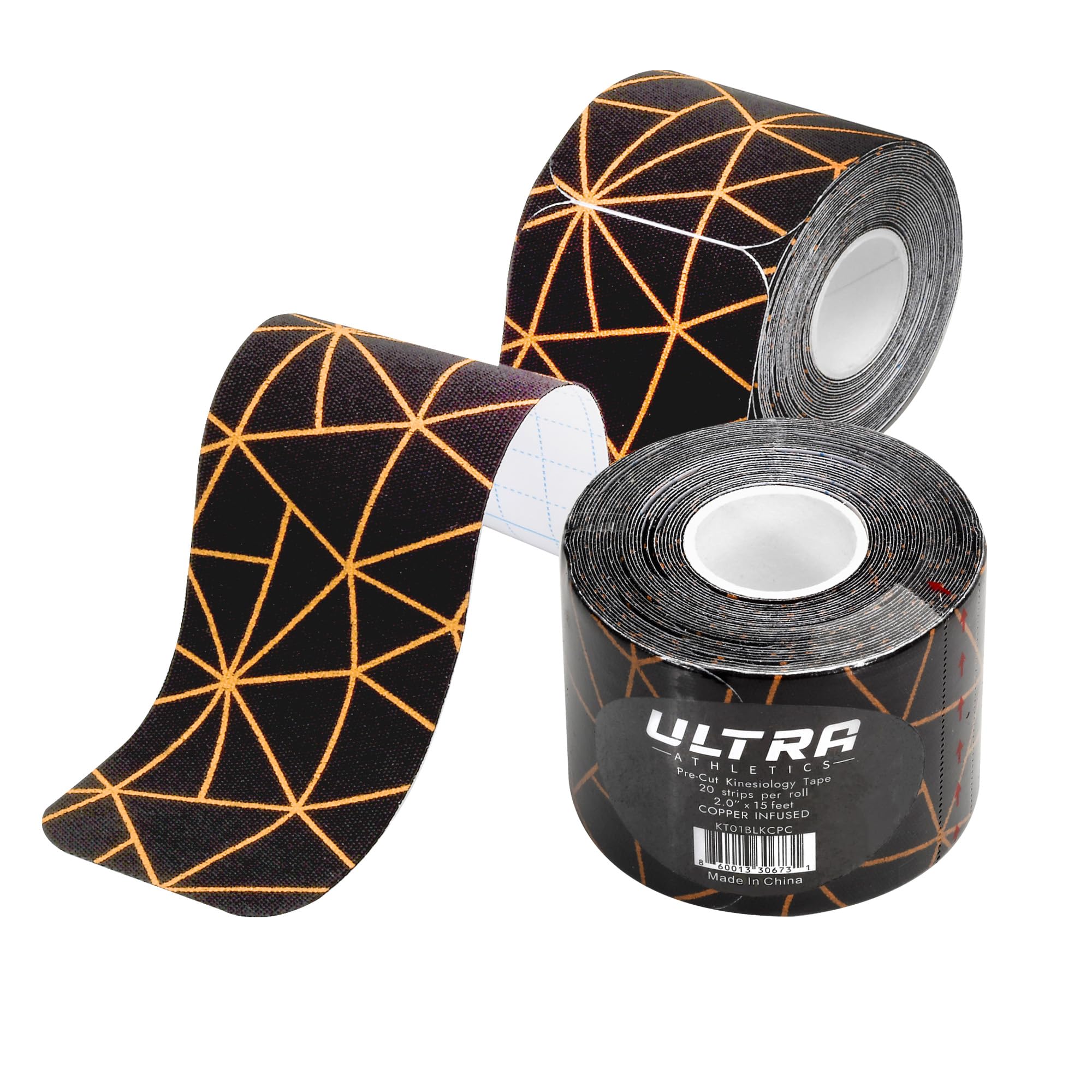 Copper-Infused Kinesiology Tape 20 Precut Water Resistant Strips Stretch Indicator Elastic Athletic Tape for Sports Weightlifting Muscle Strain