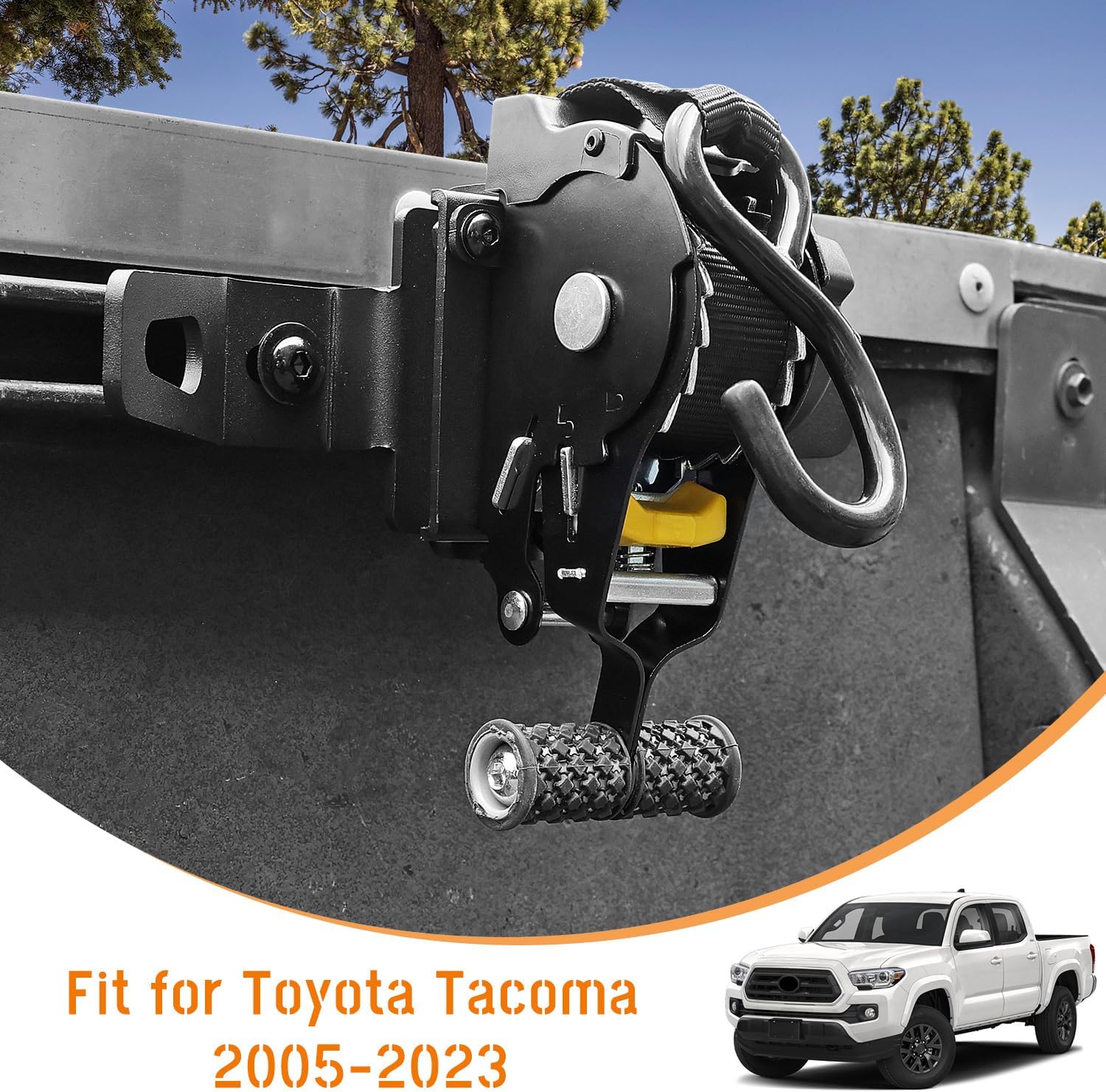 Retractable Ratchet Straps Compatible with for Tacoma 2005-2023,Lockable Truck Bed Self Retractable Tie Down Straps with Installation Backet,Truck Bed Mounting Accessories