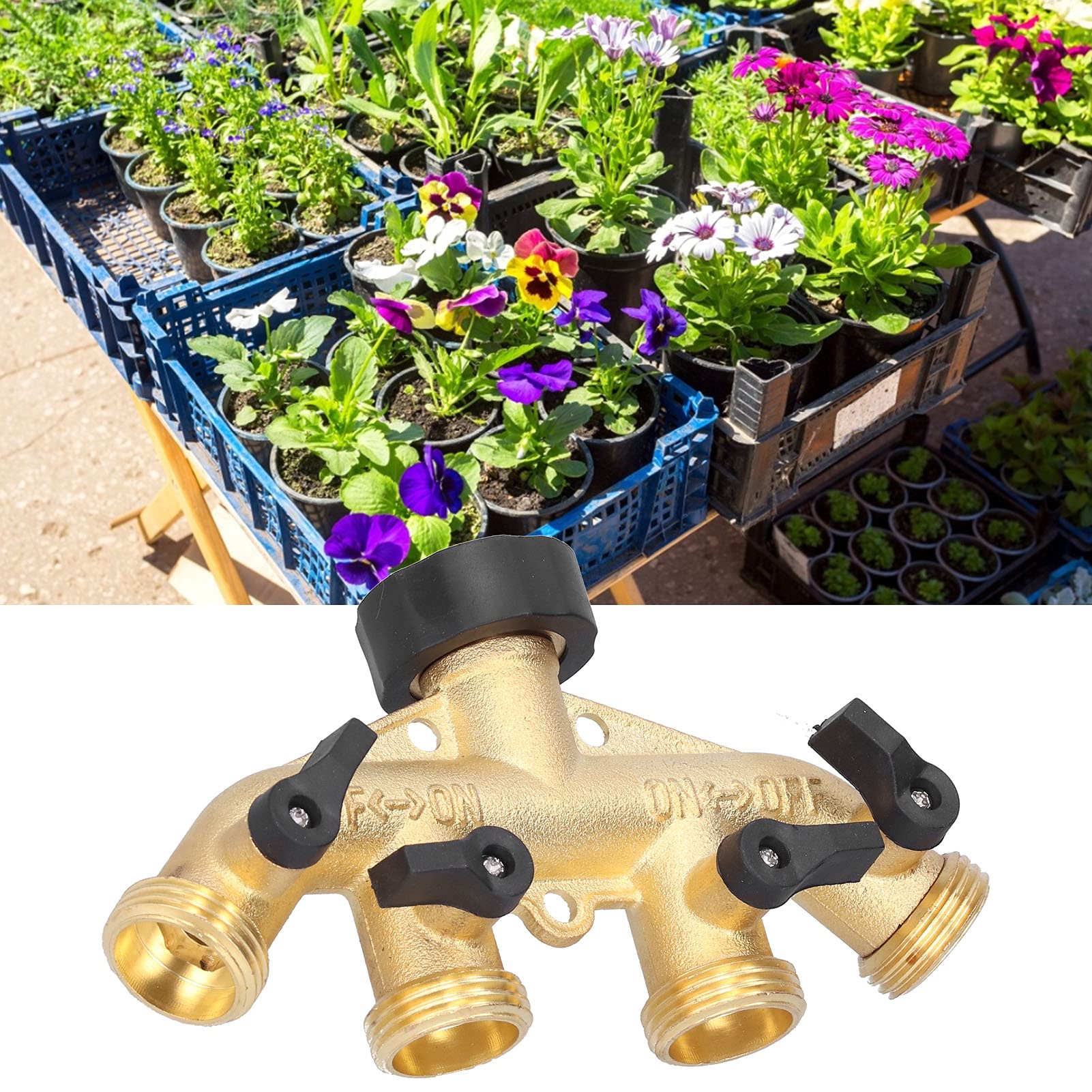 G3/4 Divisor de manguera de agua de 4 vías Adaptador de manguera de jardín Distribuidor de conector de riego para grifo