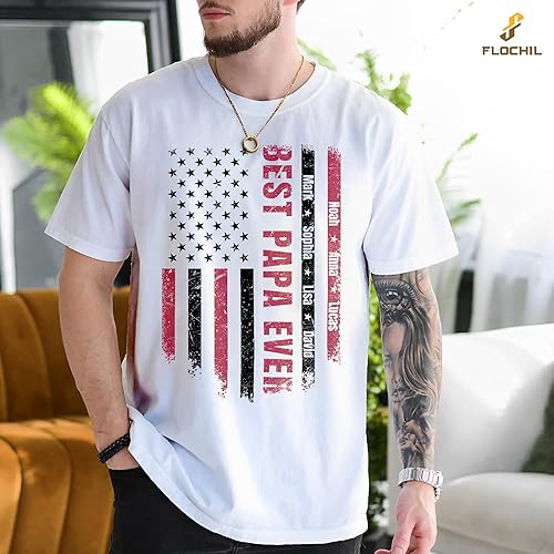Miniatura 4 de FLOCHIL Camisa personalizada para papá para hombres, personalizada con nombres de niños, camiseta del día del padre, regalos