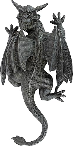 Miniatura 1 de Design Toscano PD2103 - Escultura de pared de gárgola demonio en la decoración gótica suelta, grande, 18 pulgadas, poliresina, piedra gris