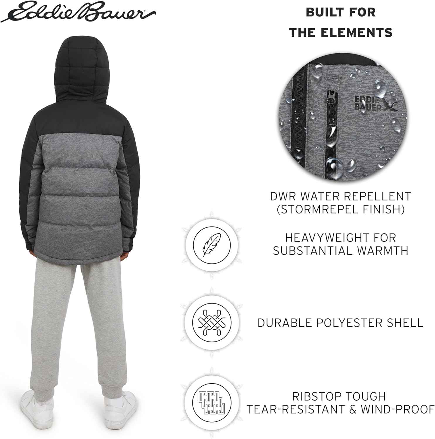 Eddie Bauer Boys' Classic Heavyweight Faux Fur Lined Hooded Insulated Down Jacket - Image 4