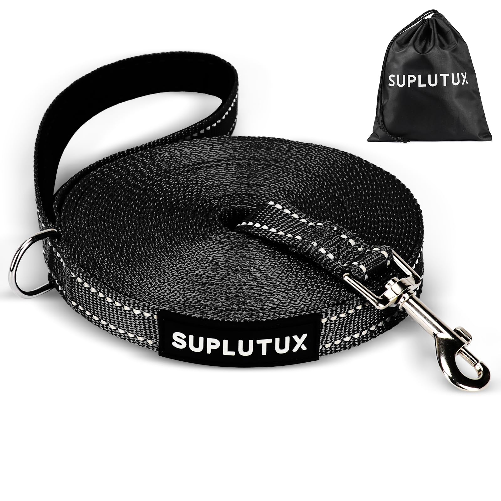 SuplutuX Dog Training Lead, Long Line Dog Lead with Reflective Strip, Durable & Lightweight Training Leash for Dogs, Perfect for Recall, Obedience & Outdoor Activities (Purple, 20m/65ft)