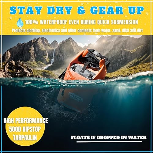 Miniatura 6 de Tactiko - Mochila 100% impermeable de 30 litros y bolsa de lona con cremallera de 2 litros a prueba de salpicaduras, bolsa seca enrollable para