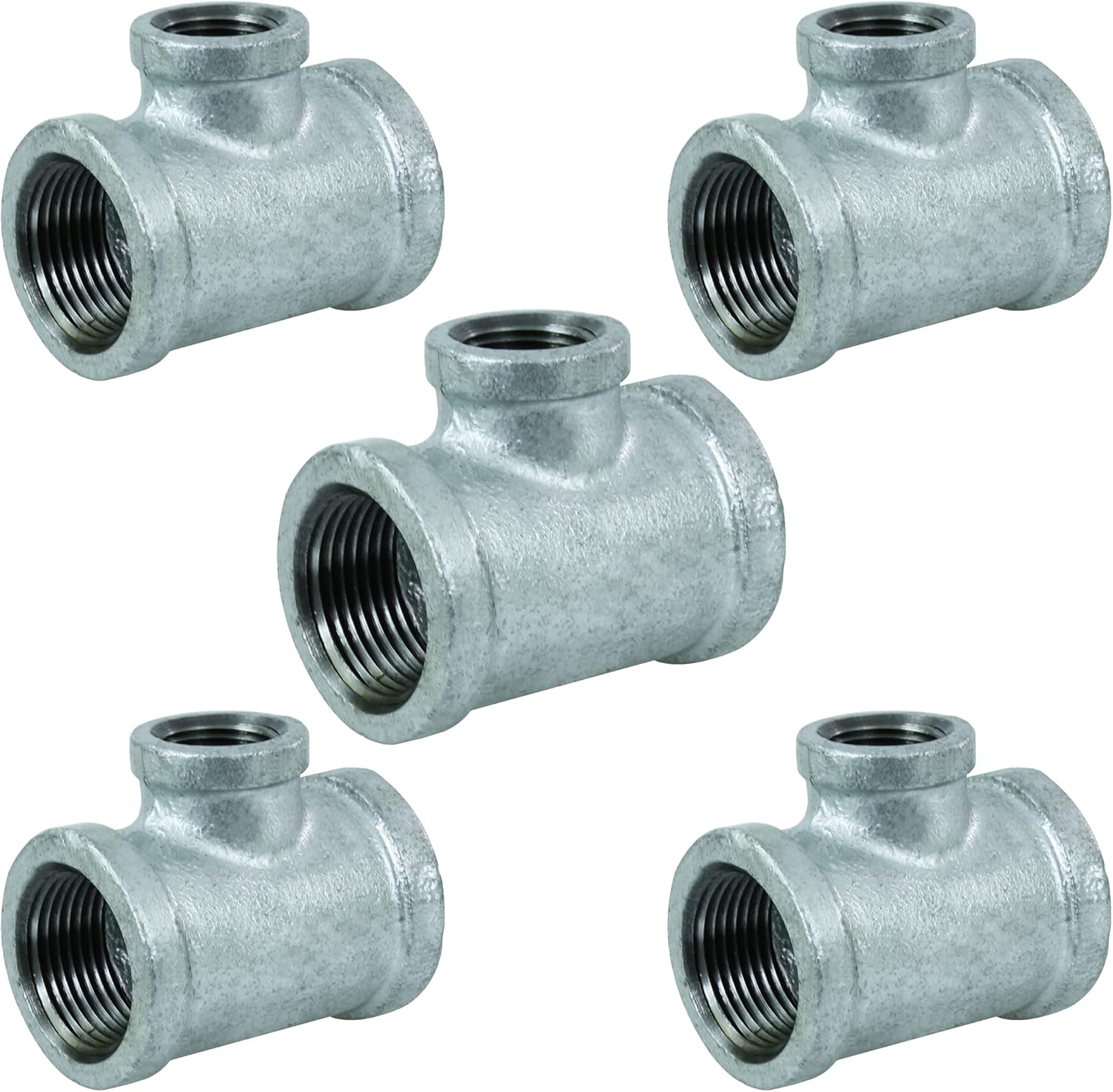 2" x 3/4" Galvanized Malleable Reducing Tee with Female Threaded Fitting