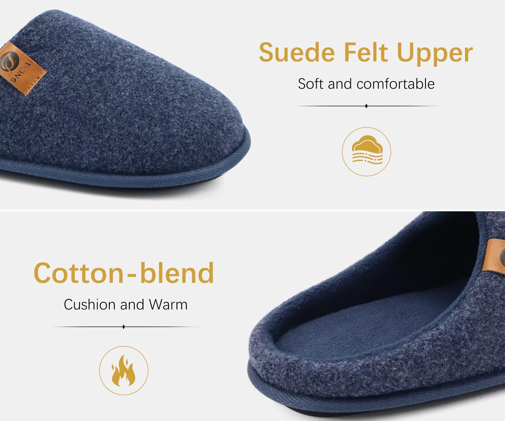 ONCAI Pantofole da Uomo Invernali, Comoda Memory Foam Calde Scarpe da Casa in Lana Con Suola Antiscivolo Taglia 40-49 EU
