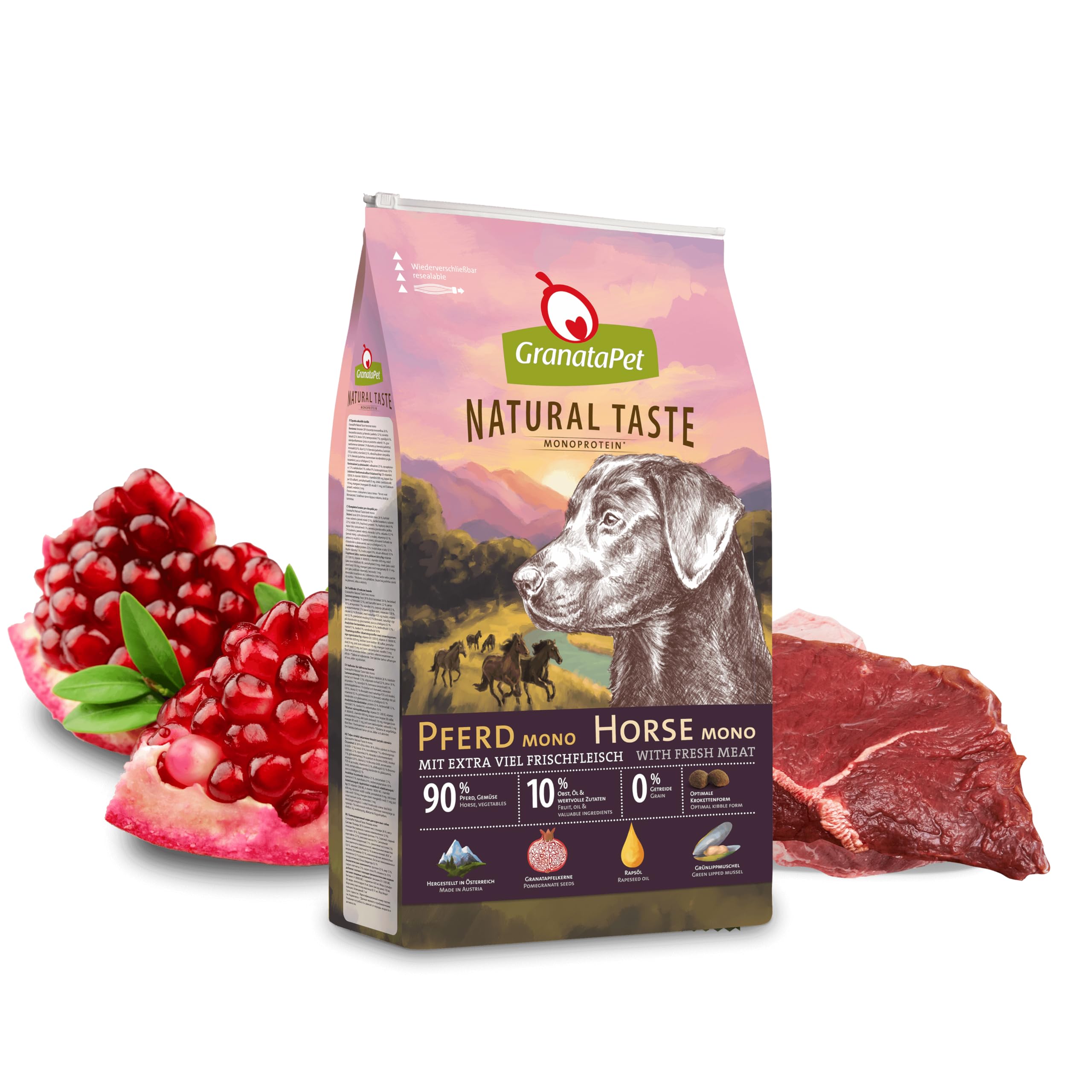 GranataPet Natural Taste Cavallo Mono, cibo secco monoproteico, senza cereali e senza zuccheri additivi, 12 kg