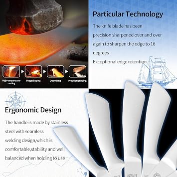 XYJ Authentic Since 1986,Knife Block Set,Kitchen Knives Set With Holder,Stainless Steel Japanese Chef Knife Set,Steak Knives,Carving Slicing Paring Santoku Bread Knife