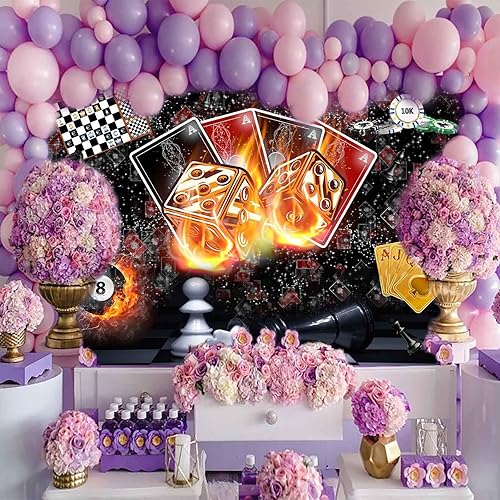 Miniatura 5 de EMDSPR Telón de fondo de casino para decoración nocturna, 7x5 pies, fondo fotográfico nocturno de Las Vegas, suministros de fiesta, juegos de